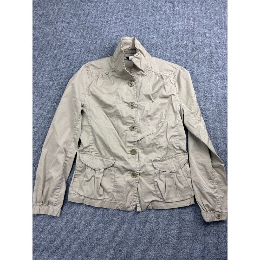 J.‎ Crew Khaki Jacket Women's 4 Brown Canvas Button Up Long Sleeve Pockets